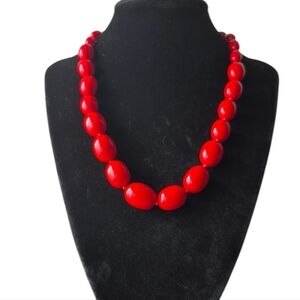 Pretty Vintage Tafari Graduated Red Beaded Necklace